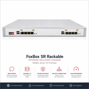 SMS gateway hardware FoxBox SR rackable enterprise device for IoT and alert systems